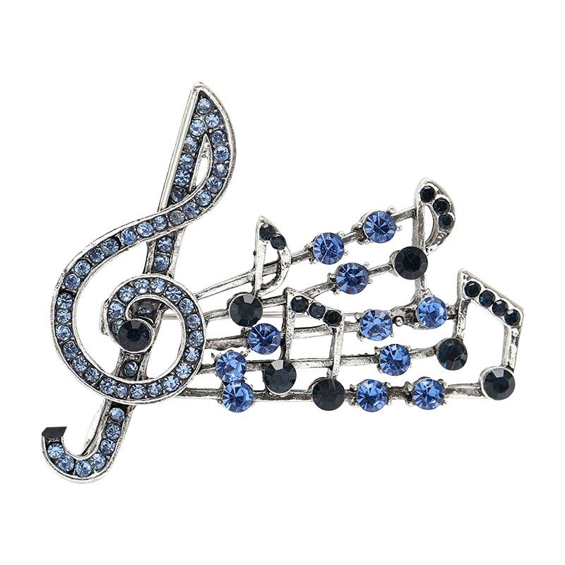 Brooch High-End Niche Corsage High-End Versatile Music Note Rhinestone Clothing Alloy Pin Creative Accessories
