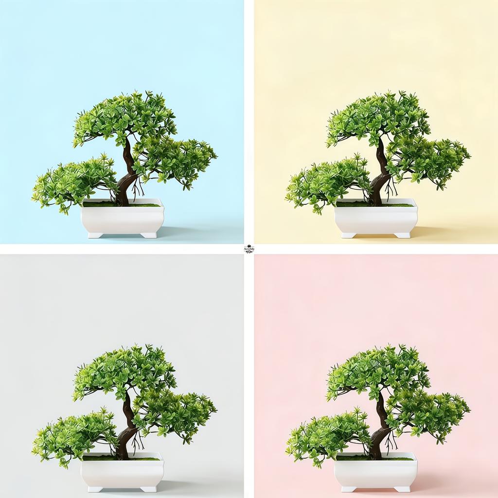 Realistic Artificial Potted Plants In White Perfect for Decorating Corridors Cabinets Drawers Bookshelves Rooms and Tabletops