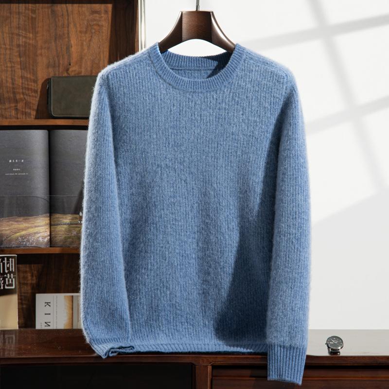 2025 new cashmere sweater round neck thickened knitted sweater loose pullover wool