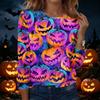 Womens Halloween Graphic Pullover Sweatshirt Long Sleeve Crewneck Casual Top Lightweight Soft Fabric