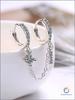 Sterling Silver Hoop Earrings with Chain Link and Cubic Zirconia Accents for Women Adjustable Dangle Earring Set