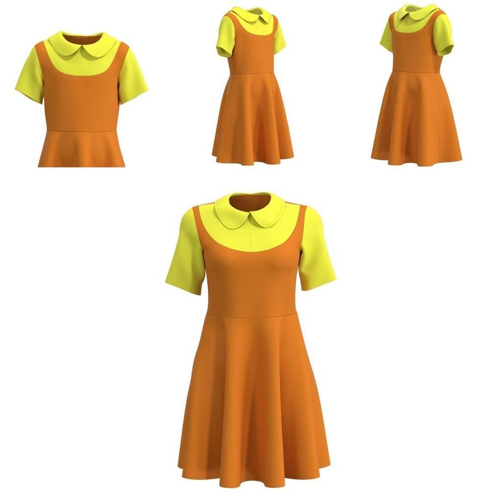 Squid Game Wooden Doll Cosplay Dress Comfortable And Breathable Red Green Light