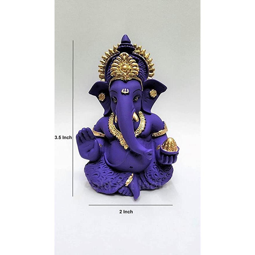 Beautiful Terracotta Ganesha In Violet - A Festive and Auspicious Addition To Your Home or Car