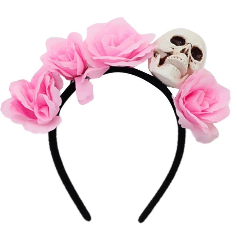 Halloween Totenkopf Blumige Stirnbänder Mit Plastik Kostüm Haaraccessoires Für Kostümpartys Und Gruselige Veranstaltungen