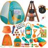 Kids Camping Set 50pcs with Tent & Space Projector Flashlight- Outdoor Campfire Toy Set for Toddlers Kids - Pretend Play Camp Gear Tools for Birthday