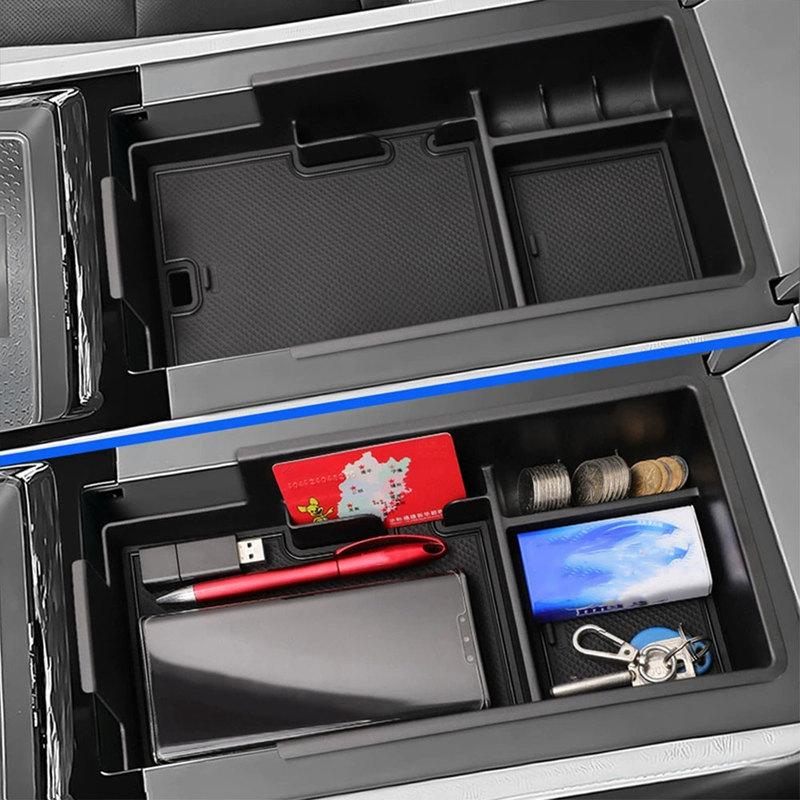 Armlehnen-Aufbewahrungsbox für Chevrolet Blazer EV 2024 2025 Auto-Mittelkonsolen-Schalen-Organizer Innenzubehör Aufräumen Schwarz