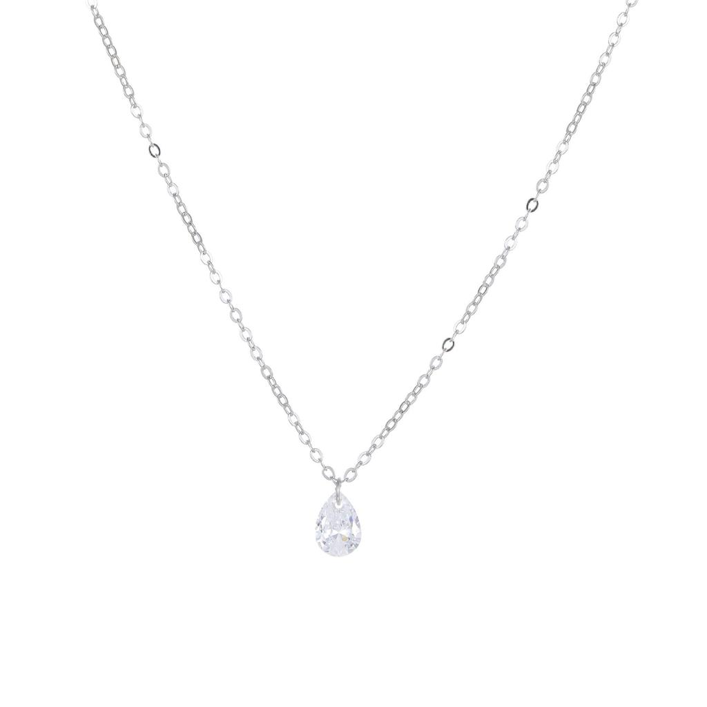 Cross-Border S925 Sterling Silver Water Drop Zircon Necklace - Elegant Women's Clavicle Chain