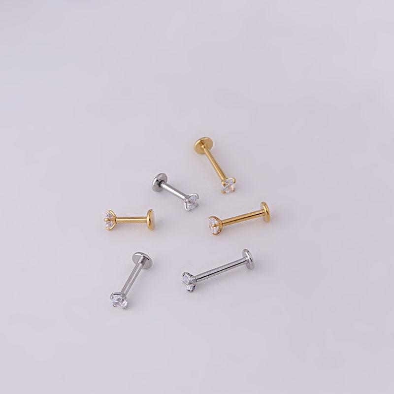 2 Stück Edelstahl Piercing Tragus Ohrstecker, Kristall Labret Kleiner Ohrstecker Helix Knorpel Ohrring für Frauen Körperschmuck
