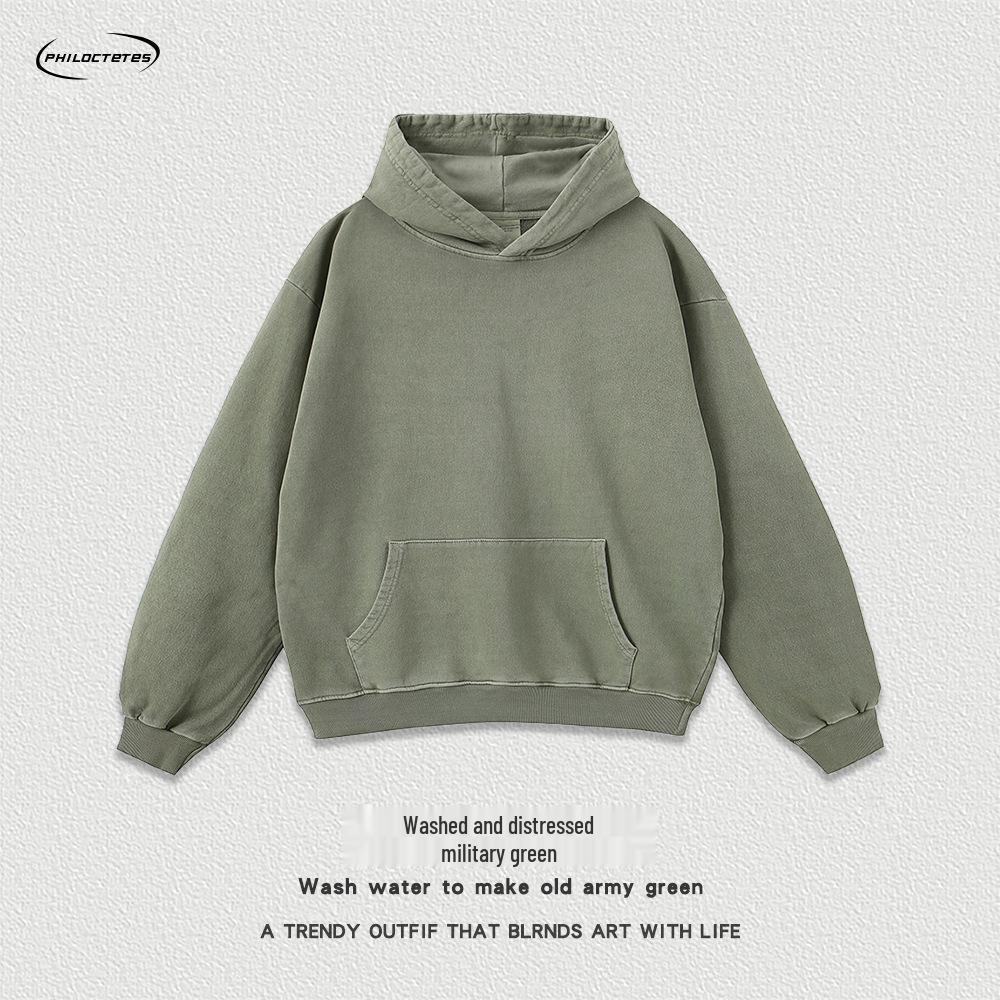 420g Salt-Washed Distressed Oversized Retro Hoodie