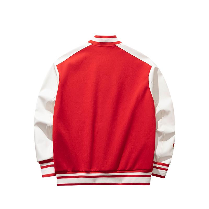 Anta Good Things Happen Series Letter Print Loose Fit Raglan Single-Breasted Long Sleeve Baseball Jacket Men Jackets Deep-Red 152518701N-1