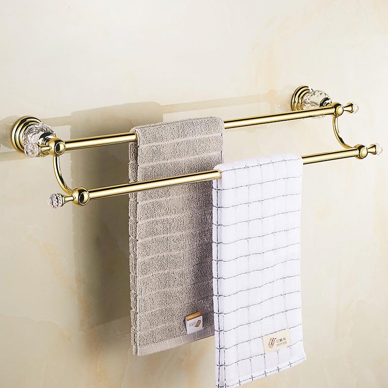 Luxury Crystal Bathroom Accessories Set Gold Polished Bath Hardware Set Wall Mounted Bathroom Products Basket Rack