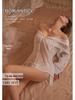Chiffon Off-Shoulder Suspender Lingerie Dress with See-Through Top (Black/White) A322