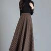 Skirt for Women Plaid Casual Elastic High Waist Long Loose Thickened Stretchy Slim Skirt