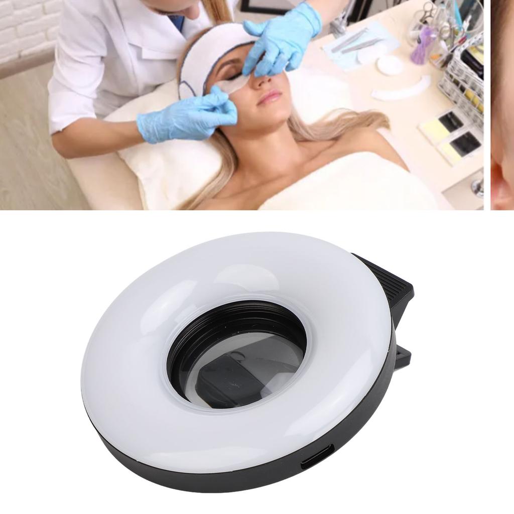 Makro-Objektiv 15-facher Zoom mit LED-Fülllicht 3 Lichtmodi 5 Helligkeitsstufen USB 200mAh Handy-Makro-Objektiv mit Clip für Wimpern Schmuck Fotografie