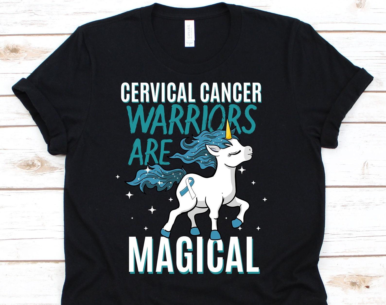 Cervical Cancer Warriors Are Magical Shirt, Cancer Awareness Gift For Cervical Cancer Warrior Fighter Survivor, Cervical Cancer Ribbon XL