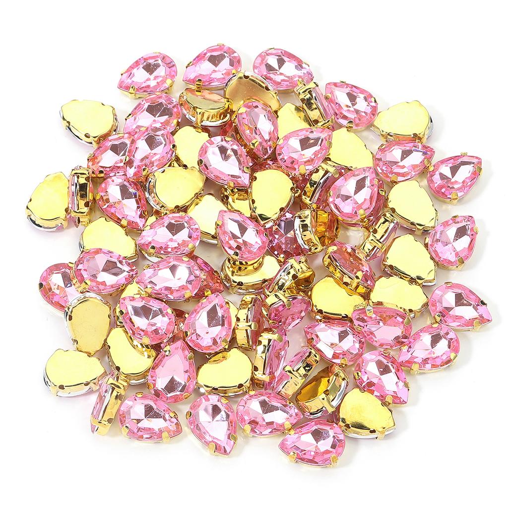 50 Stück/Los Bunte Tropfenform Acryl Aufnäher Strasssteine Mit Goldener Kralle Basis Tropfenform Perlen Für Kleidung Schmuck Dekoration