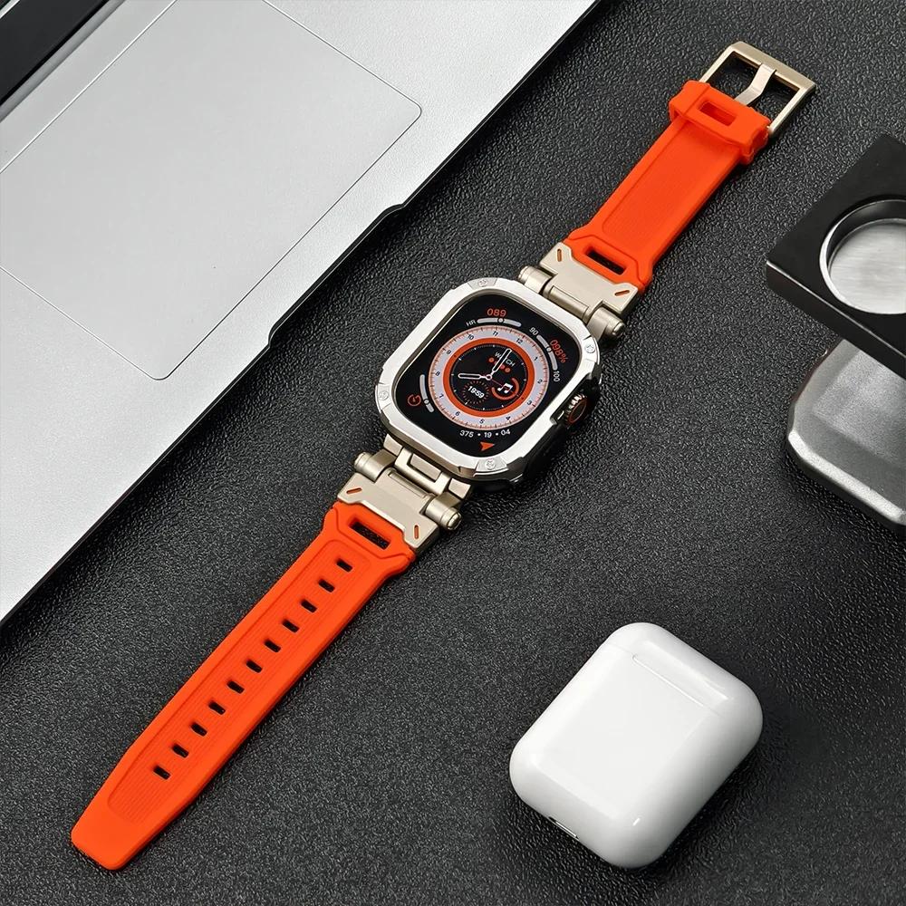 Silicone Band+Case for Apple Watch Ultra2 Strap 49mm 41mm 45mm 40mm 44mm TPU Cover+Sport Bracelet Series 9 8 7 6 SE 5 Wristband