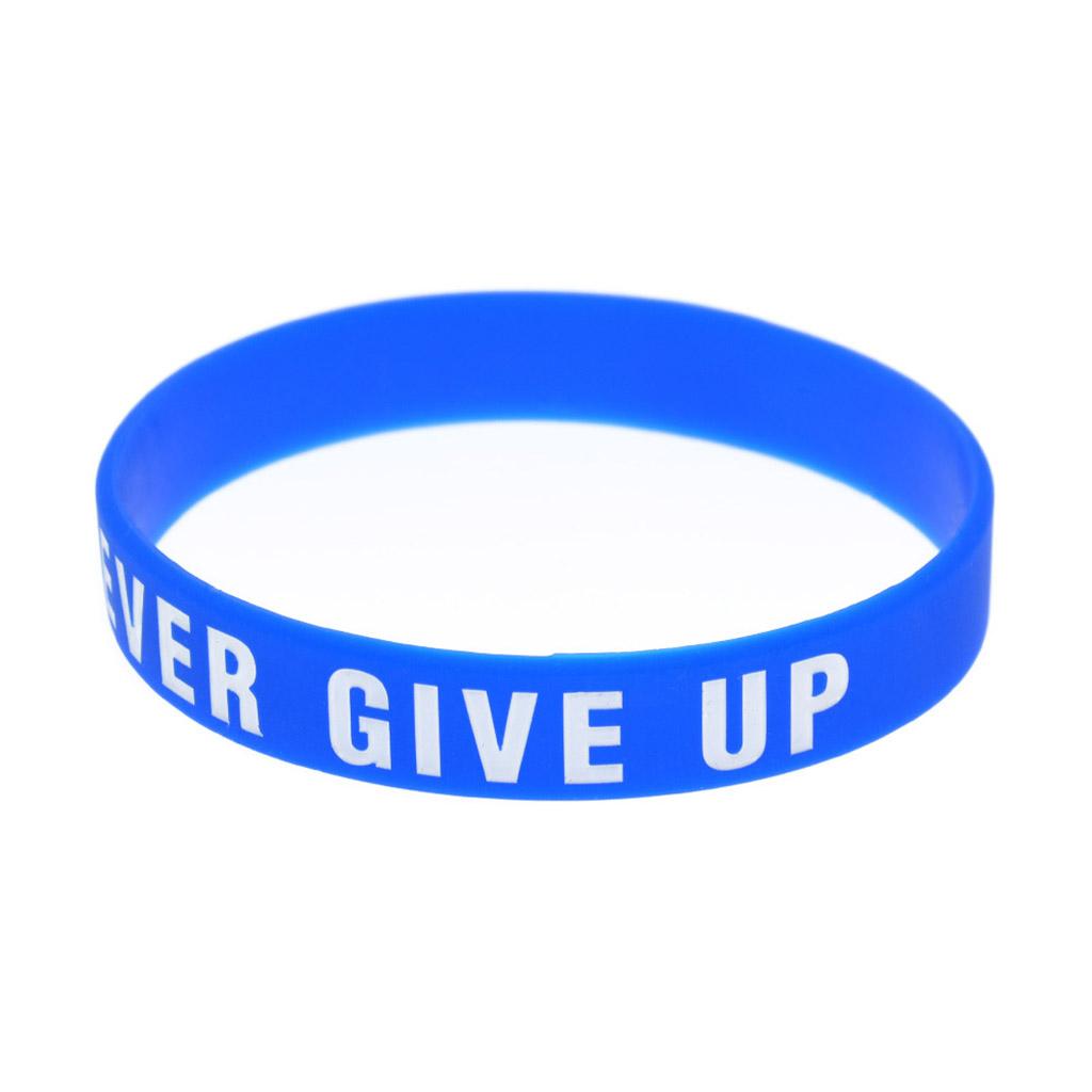 Silicones Encouragement Bracelet with Inspirational Messages Never Give Up Lettering Fashionable Colored Wristband Gift