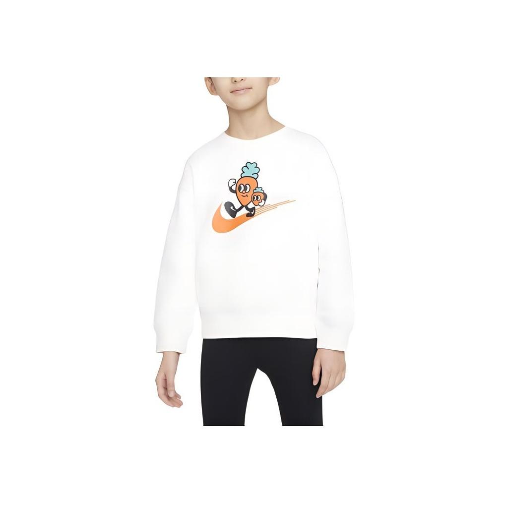 Nike Cny Series Cartoon Radish Logo Print Fleece Crewneck Sweatshirt Kids Sweatshirt White FD4074-133