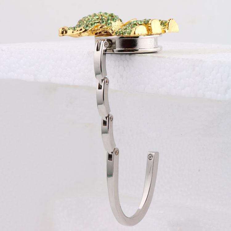 Elephant Rhinestone Folding Handbag Tote Bag Table Hook Hanger Holder Green
