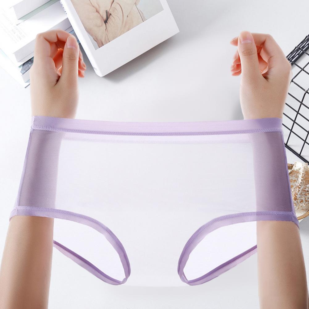 Sexy Transparent Panties for Women Plus Size See Through Mesh Sheer Underwear Seamless Mid Rise Thin Briefs