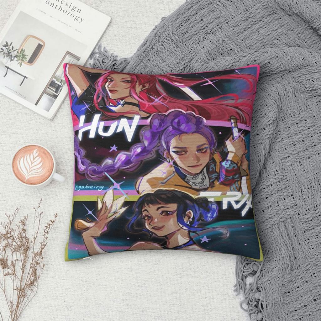 Huntri Girl Group K-pop Demon Hunters Pillowcases Cushion Cover Flim 2025 Pillow Covers Sofa Decoration Zipper Multi Size