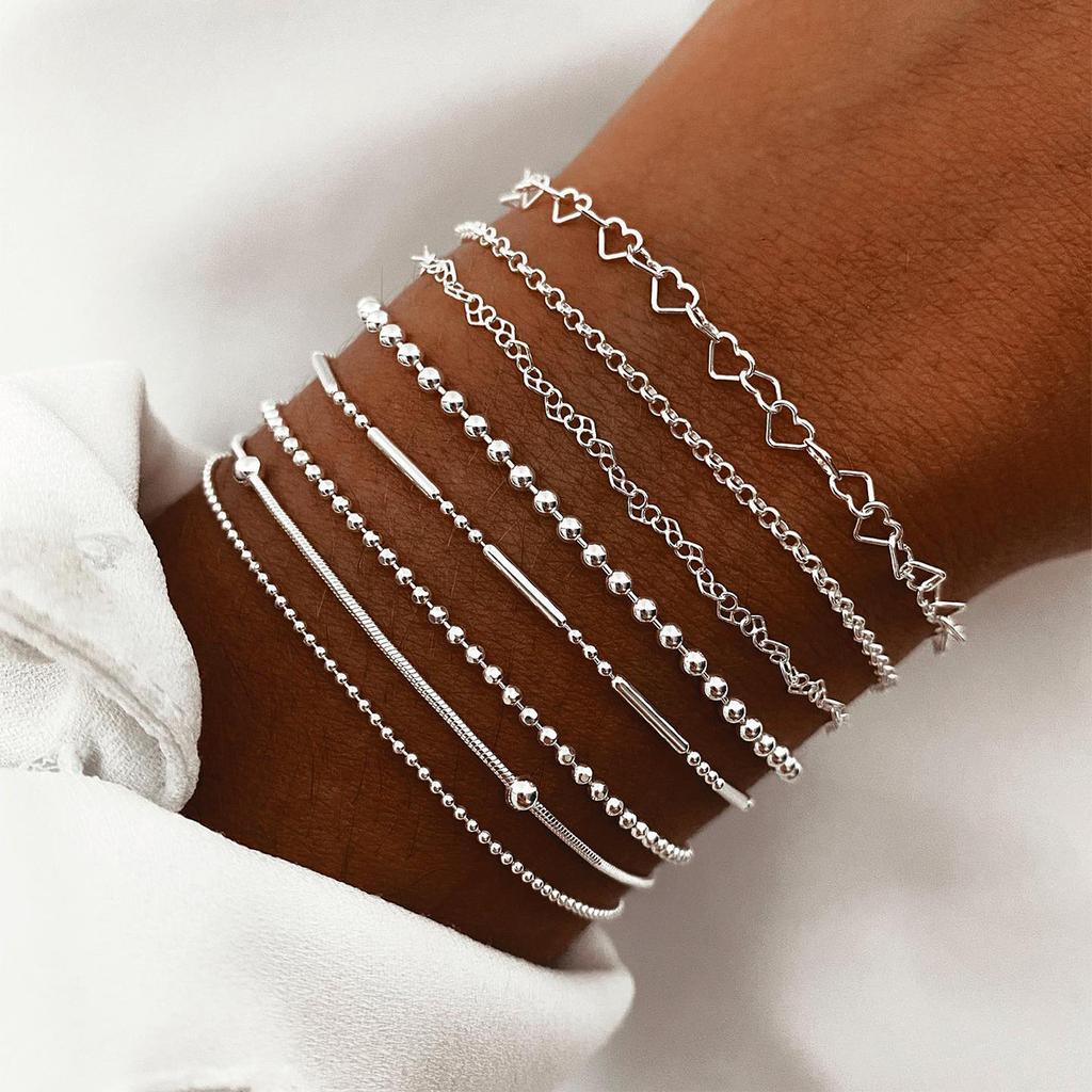 Hot Selling Vintage Cross Cool Wind Bracelet Set Personality Simple Hollow Multi-layer Layered Wearing Accessories