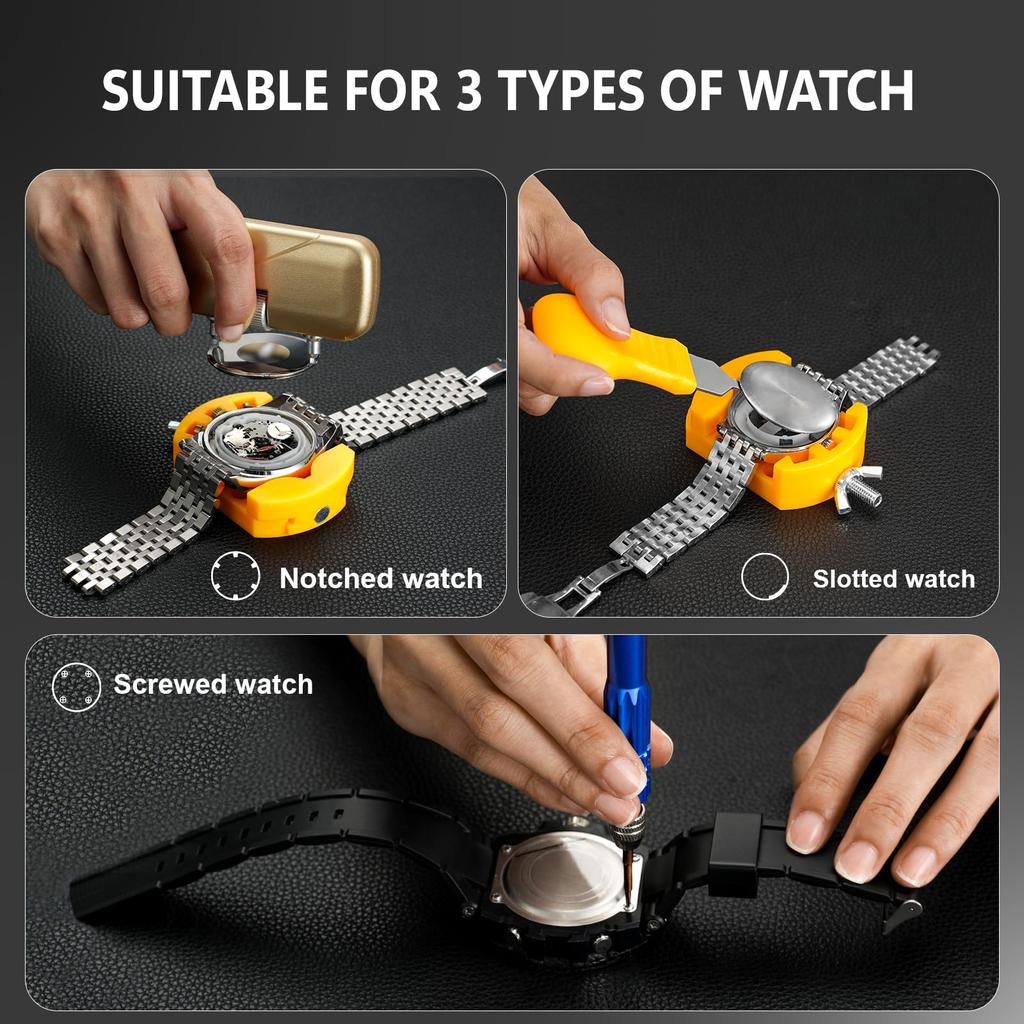 JOREST Watch Repair Tool Kit Case Back Battery Replacement Case Watch Strap Adjustment Watch Band Replacement Watch Watch Watch Battery Replacement