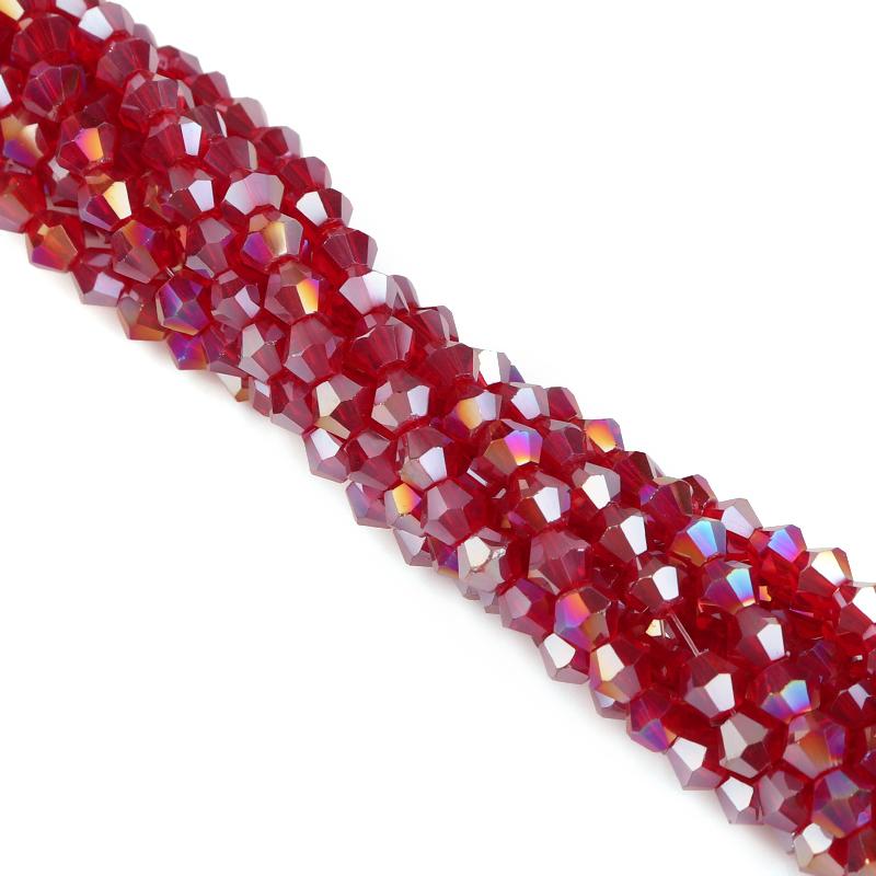Apx 95pcs/Strand 4mm Shiny Crystal Beads Bicone Beads Faceted Glass Beads Loose Spacer Beads for Bracelet DIY Jewelry Making