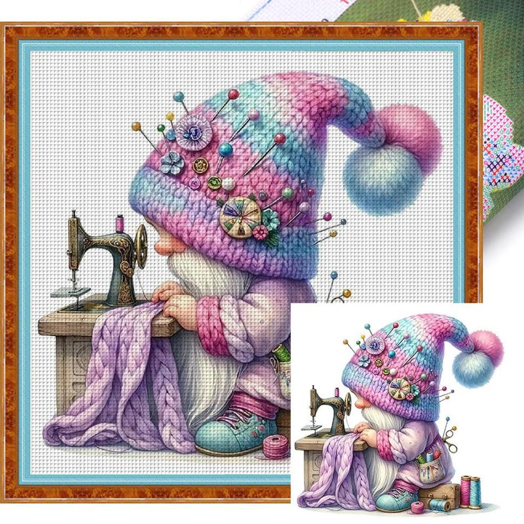 Full Embroidery Cotton Thread 11CT Printed Gnome Cross Stitch Kit Art