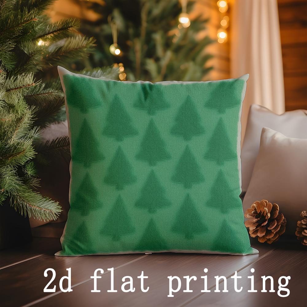 Home Decor Christmas Tree & Bow Printed Pillow Covers Pattern Cushion Cover Suitable for Sofa Bedroom Car Pillow Cover