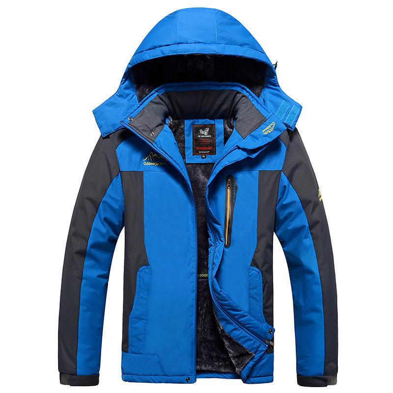 Autumn and Winter Men's Jacket Plus Velvet Thicken Plus Size Warm Windproof Waterproof Mountaineering Clothes