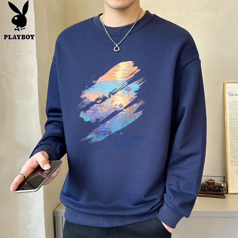 Playboy Men's Long Sleeve Loose Fit Crewneck Sweatshirt