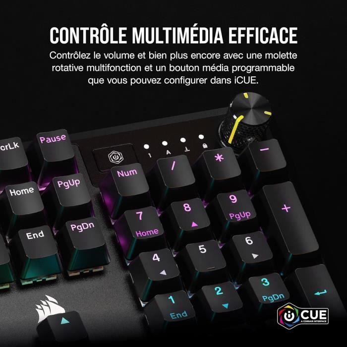 Corsair K70 Core RGB Clavier Mécanique De Jeu Avec Repose-Paume - Touches Linéaires Pré-lubrifiées MLX Red - Amortissement Du Son
