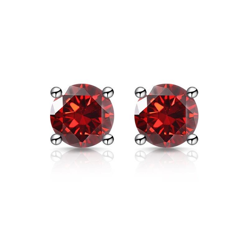 1 Carat Silver-plated S925 Stud Earrings, Four-claw Colored Diamond Earrings, Light Luxury Earrings 2026.