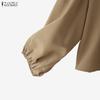 ZANZEA Women Loose Classic Collar Solid Color Long Sleeve Blouse