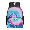 Zaino Scolastico Tie-Dye per Ragazzi e Ragazze Miglior Regalo Impermeabile 2D Piatto Cartone Animato Tondo Tasca Frontale Borsa per Bambini