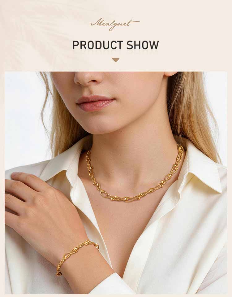 Multi Strand Snake Chain Necklace for Women Chic Round Bead Stainless Steel Party Jewelry Tarnish Resistant Layered Jewelry