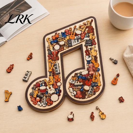 Precision Cut Wood Puzzle Musical Note Wooden Decoration, Instrument Jigsaw Puzzle, Decoration Family Night Challenge Game, Gift for Kids Adults Game