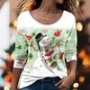 New Christmas Women's T Shirt Tee Snowman 3D Print Long Sleeve Festival Holiday Funny O-Neck Regular Fit Spring/Fall Sweatshirt