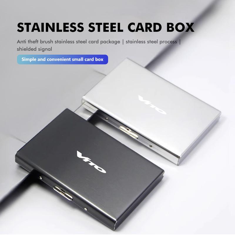 Car ID Bank Card Business Card Stainless Steel Storage Case For Mercedes Benz W124 W203 W204 SLK CLA SL SLC C CLASS B CLASS E PK3