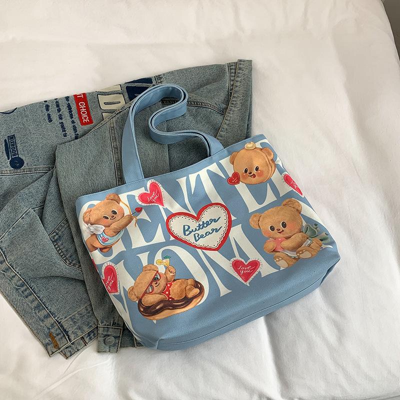 Large Capacity Canvas Bag Women's 2025 New College Student Shoulder Bag Class Simple Book Commuter Tote Bag