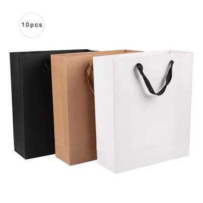 10pcs/lot Kraft Paper Bags With Handle Shopping Wedding Birthday Party Favor Gift Package Food