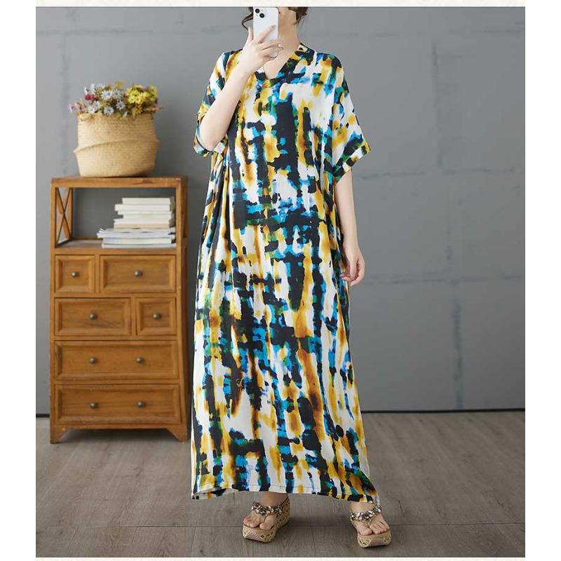 Fashionable Printed Skirt Loose Mid Length Dress for Women