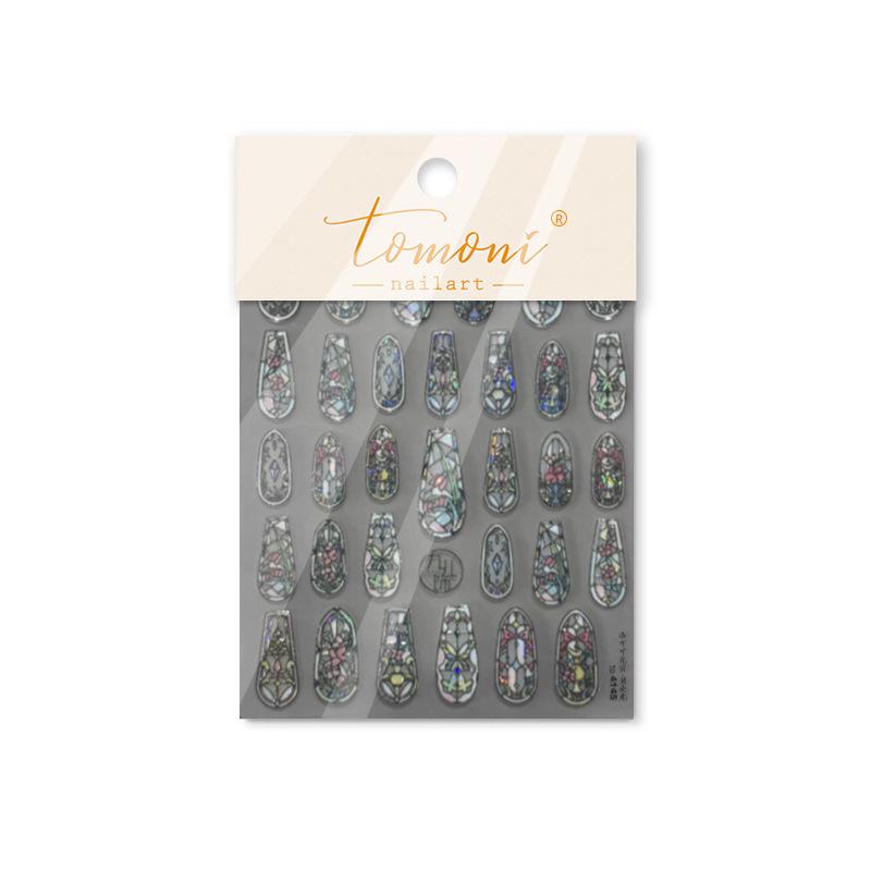 Tomoni Shell Light Nail Art Stickers - Popular Retro DIY Rococo Lattice Design for Phone Cases and Nails (4145)