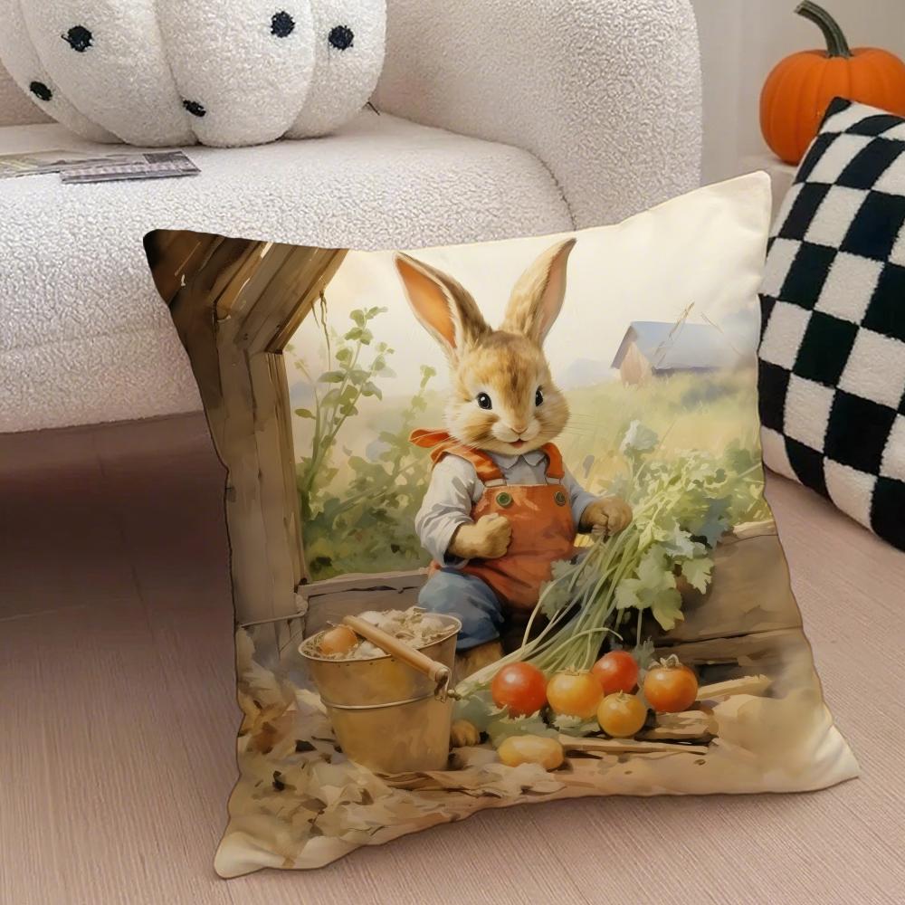 Classic Cute British PPeter Rabbit Cushion Cover Throw Pillow Cover Hidden Button Durable Polyester Chair Cushion