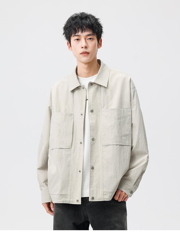 Workwear Style Shirt Jacket for Men, Spring and Autumn Loose Casual Jacket