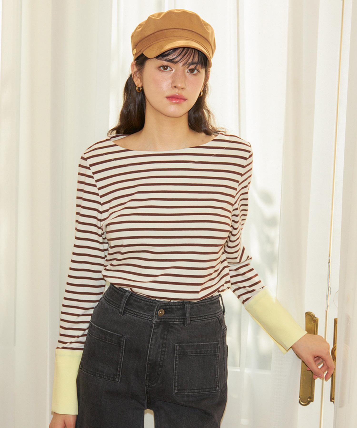 Salon De Yon Stripe Cuffs T_ Brown Free