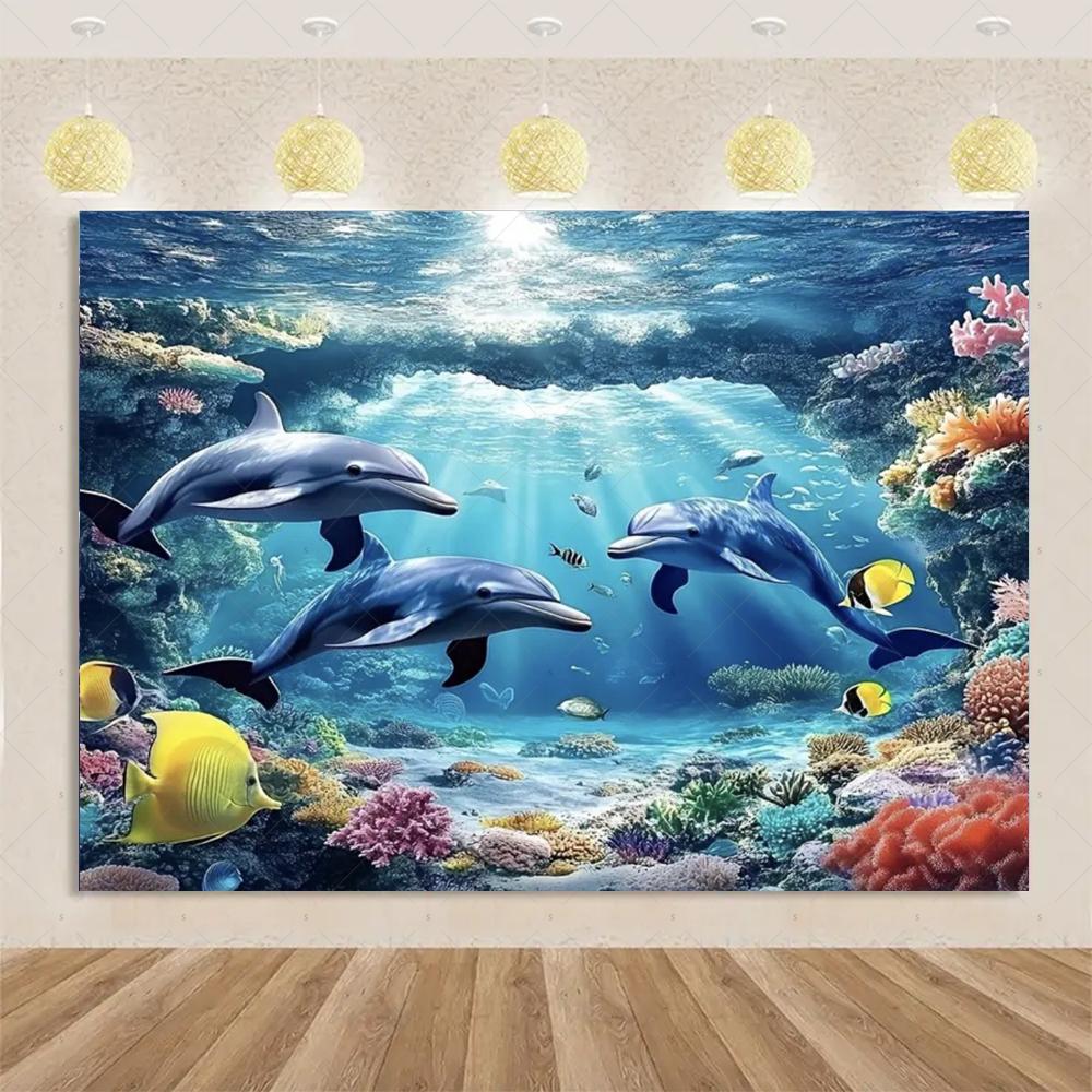 Marine Life Exploration Ocean Theme Series Birthday Party Decoration Background Cloth Gift Underwater Banner Photography Studio
