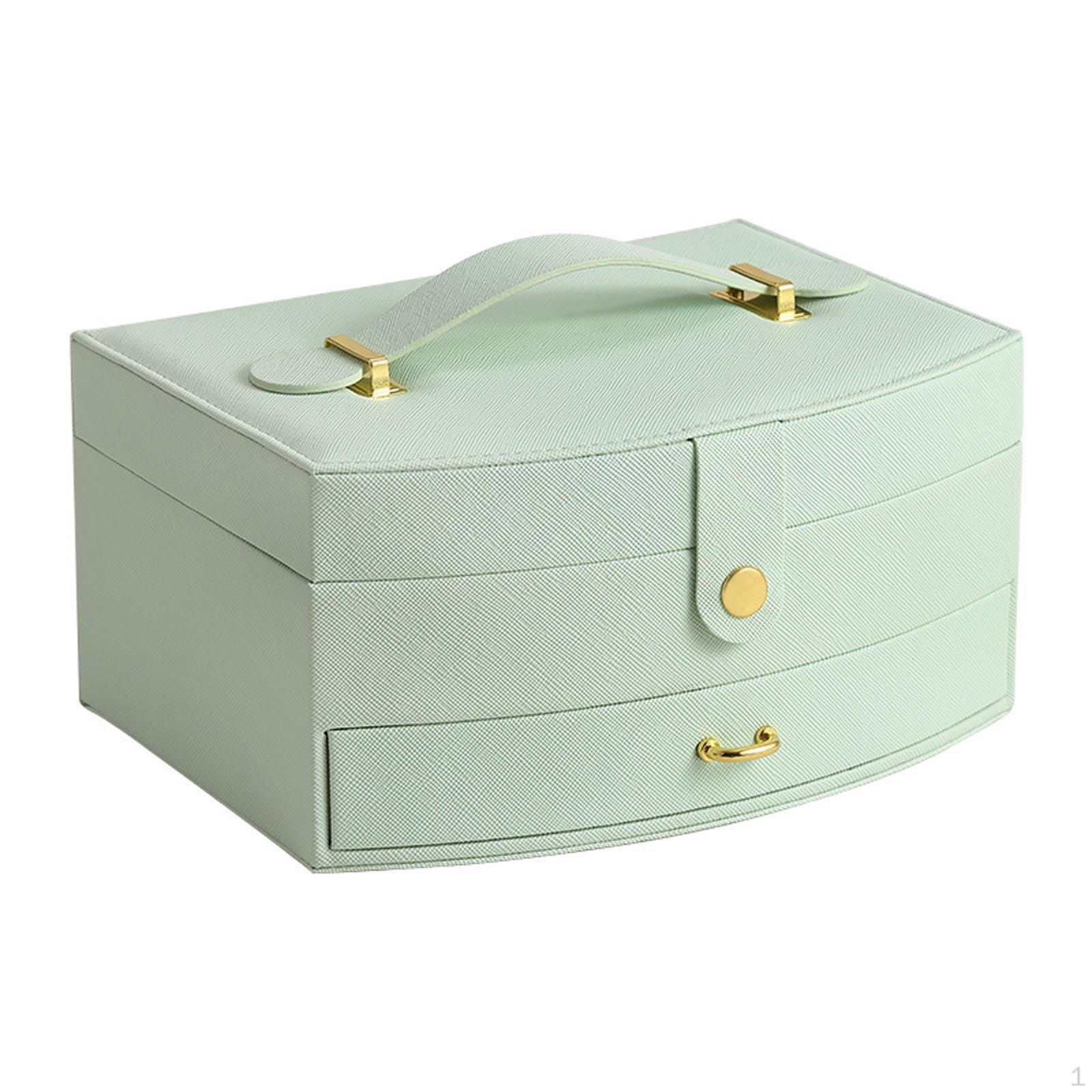 

Elegant Jewelry Storage Box with Multiple Compartments for Women s Accessories зелёный